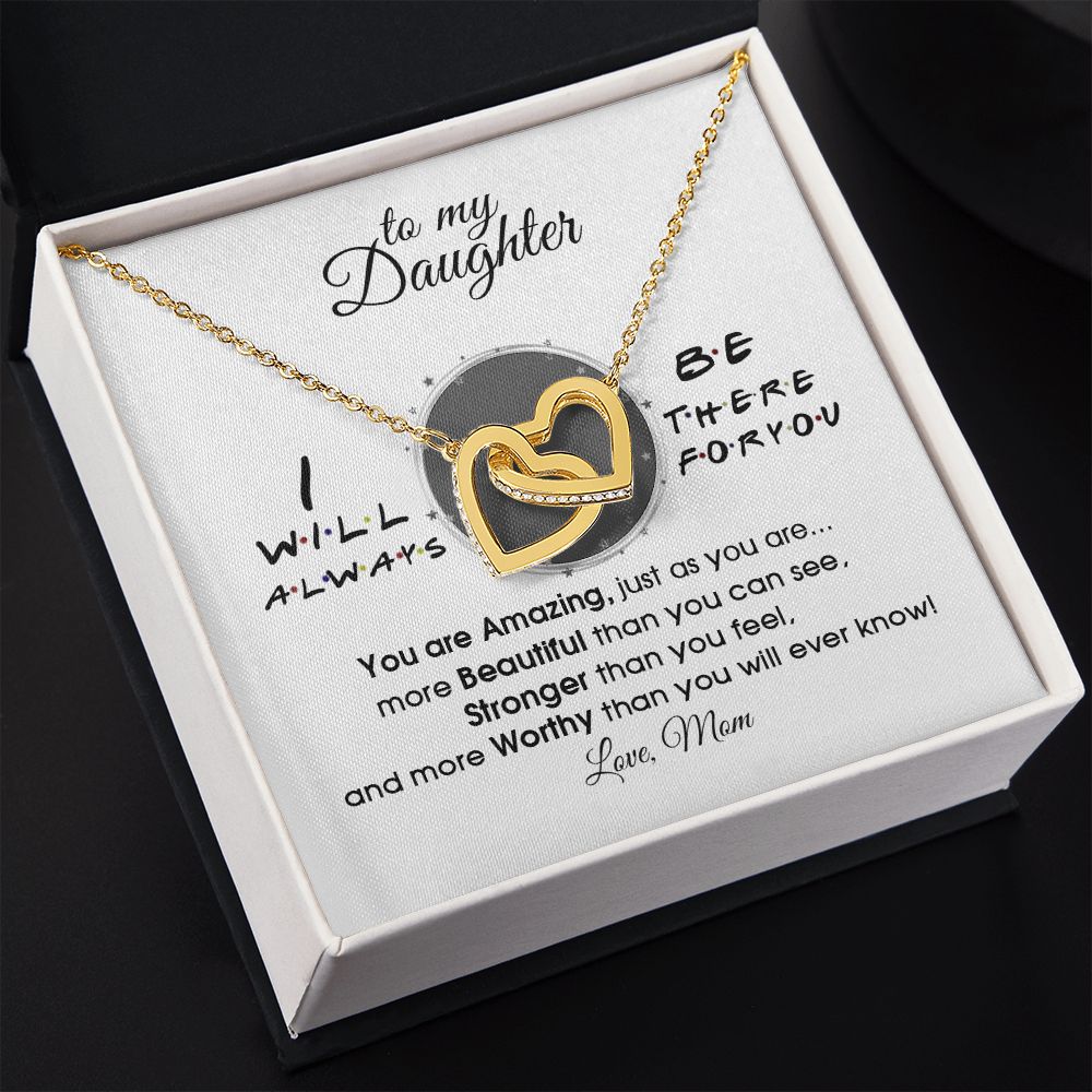 Mother Daughter Gift Ideas, To My Daughter Gift Necklace from Mom, Jewelry Pendant Present for Daughter, Birthday Christmas Gift Graduation Gifts for Daughters, Mother and Daughter Necklace 33 Interlocking Hearts Necklace