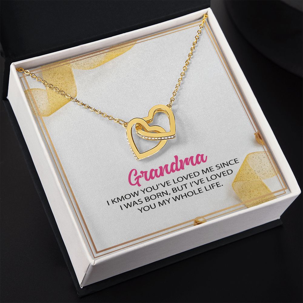To My Grandma Necklace, Gift for Grandmother Necklace, Mothers Day Gift For Grandma Nana, Grandma Jewelry From Grandchildren GrandKids , Jewelry Box Gift For Grandma Grandmother12 Interlocking Hearts Necklace