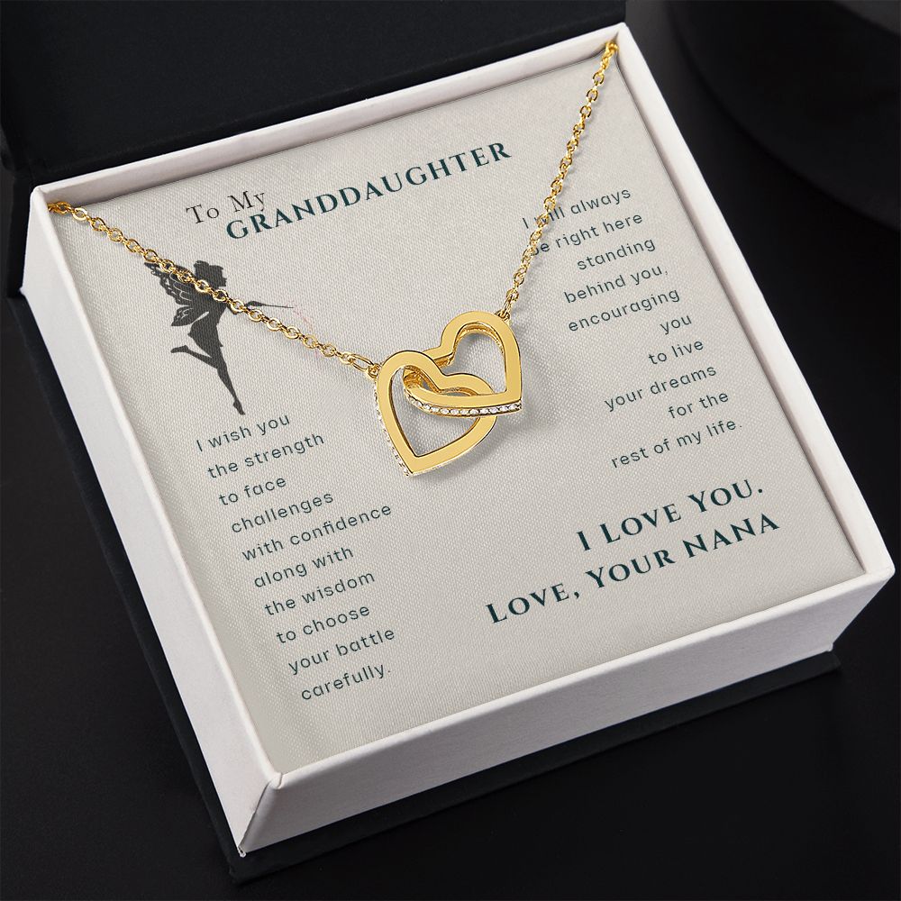 To My Granddaughter Dragonfly Necklace, Gift for Granddaughter From Nana Interlocking Hearts Necklace