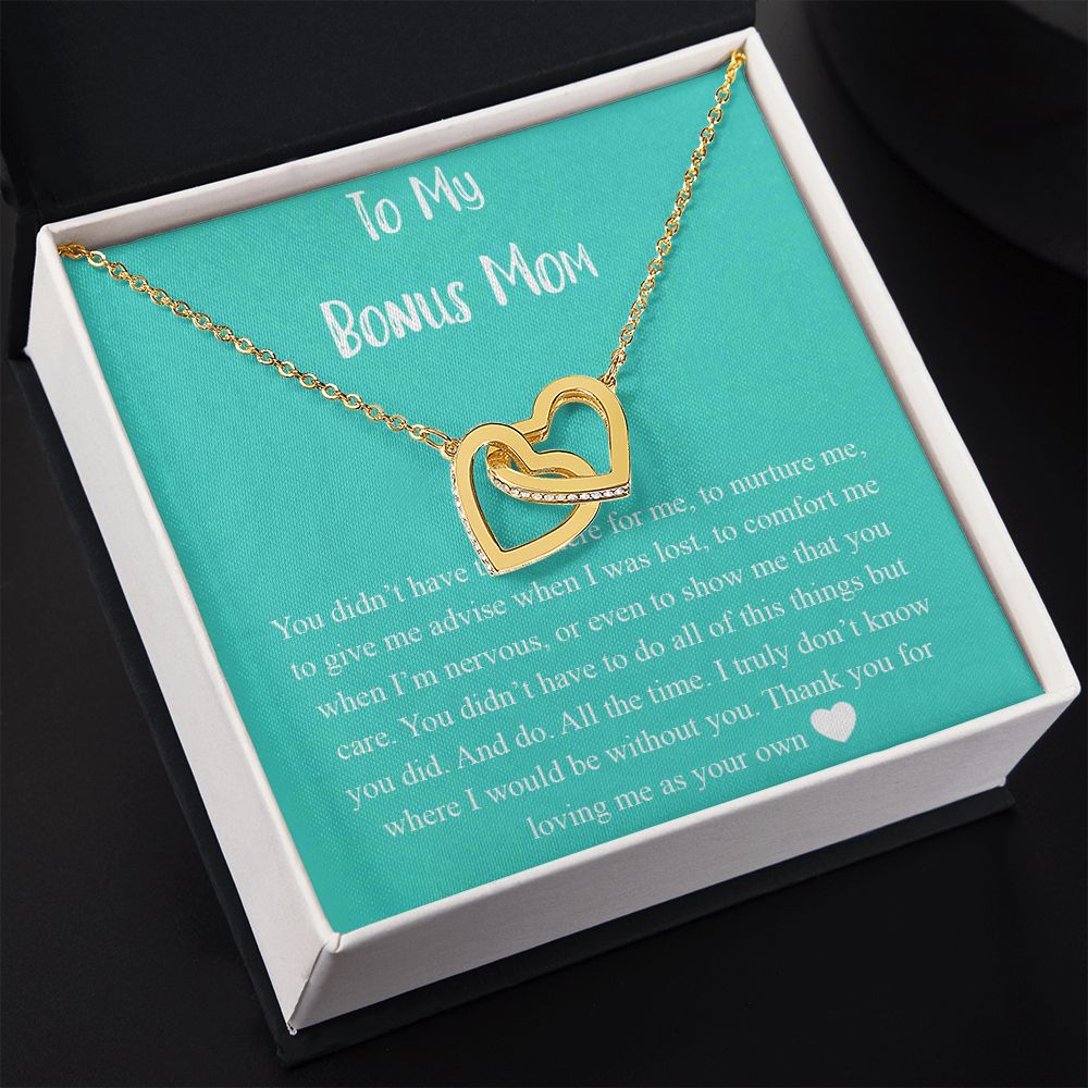 To My Bonus Mom Necklace, Mother's Day Gift for Step Mom, Love Knot Necklace Interlocking Hearts Necklace