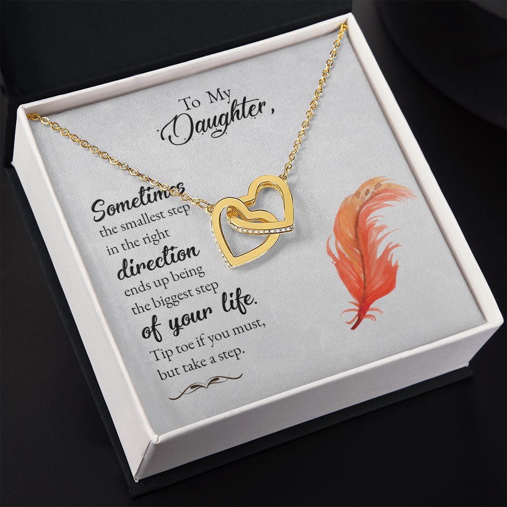 To My Daughter Necklace Pendant Gift From Mom Necklace Tip Toe If You Must With Message Card Gift Box Gift For To Daughter, Daughter In Law On Birthday Anniversary Interlocking Hearts Necklace
