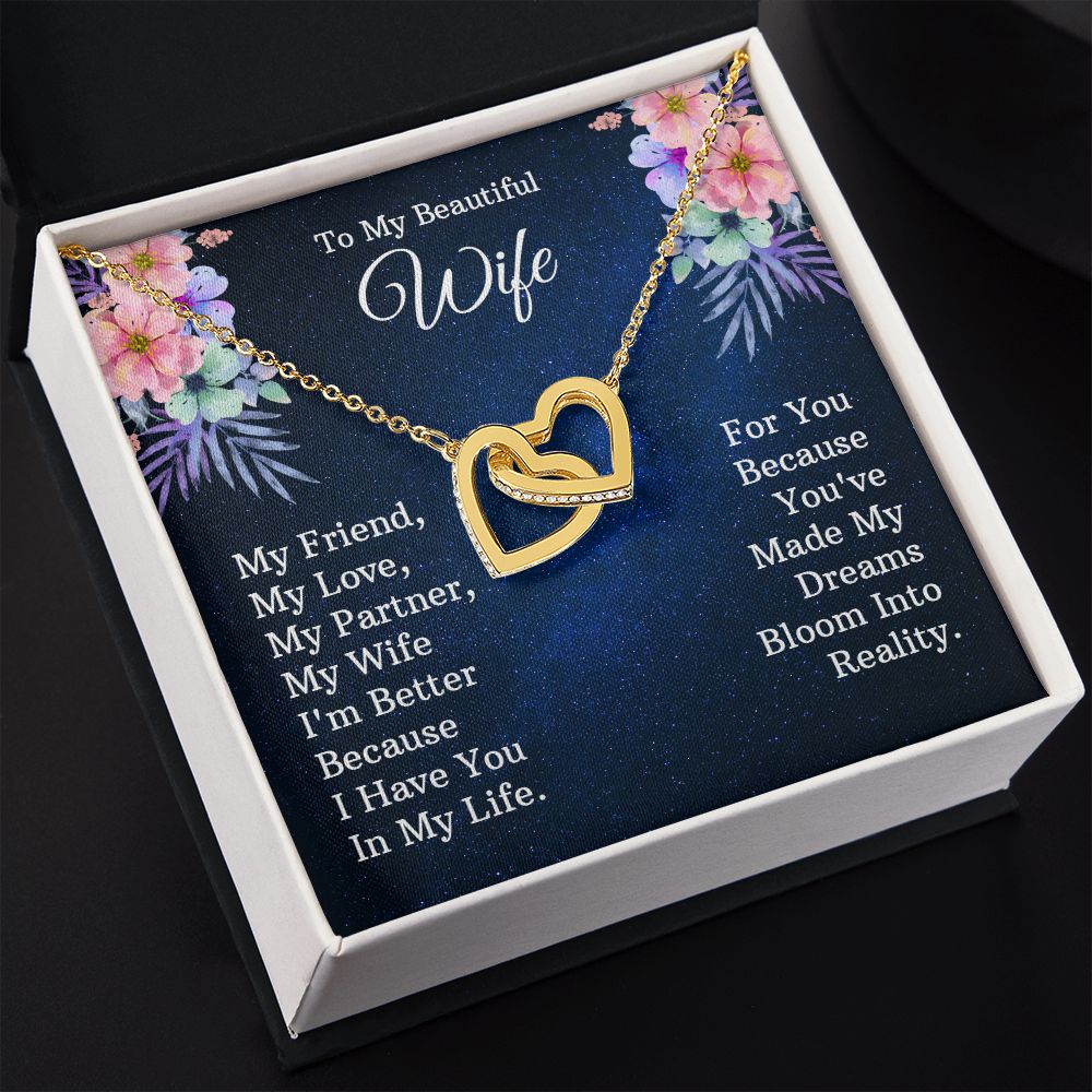 To My Beautiful Wife Necklace, Wedding Anniversary Jewelry For Women, Necklace For Wife from Husband, Gifts For Wife Birthday Gifts Necklace, Jewelry With Message Card In A Gift Box