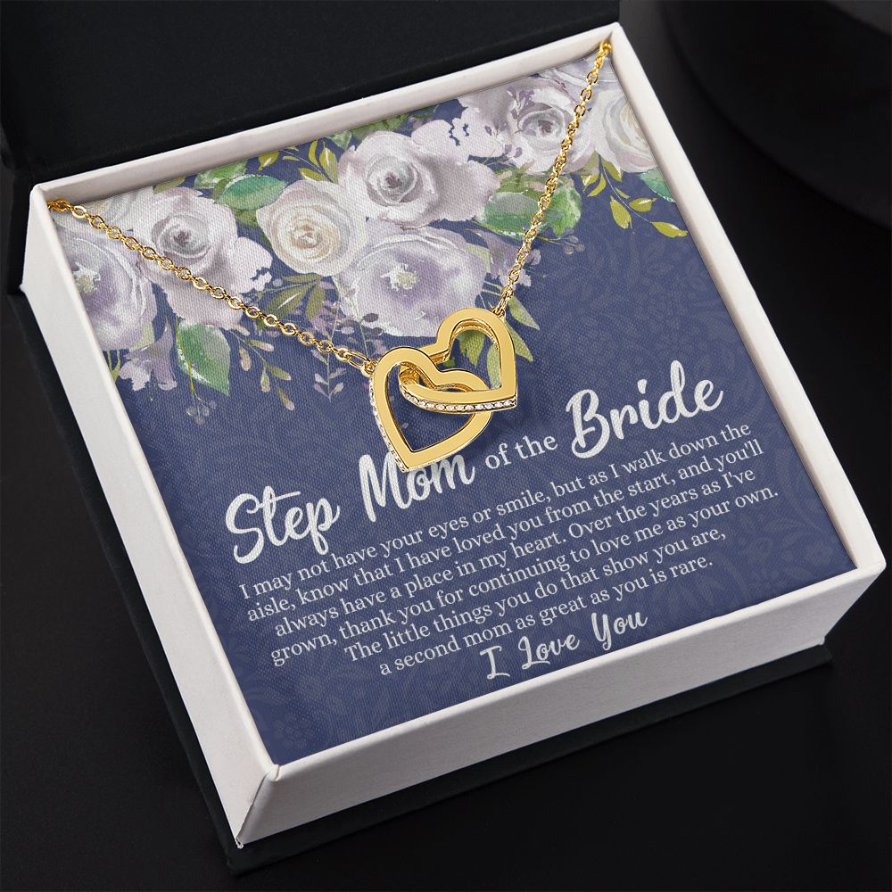 To My Stepmother of the Bride Necklace, Stepmother of the Bride Gifts Idea, Necklace for Stepmom of the Bride Gifts, Wedding Gifts for Stepmom, Gifts for Step Mother of the Bride Interlocking Hearts Necklace