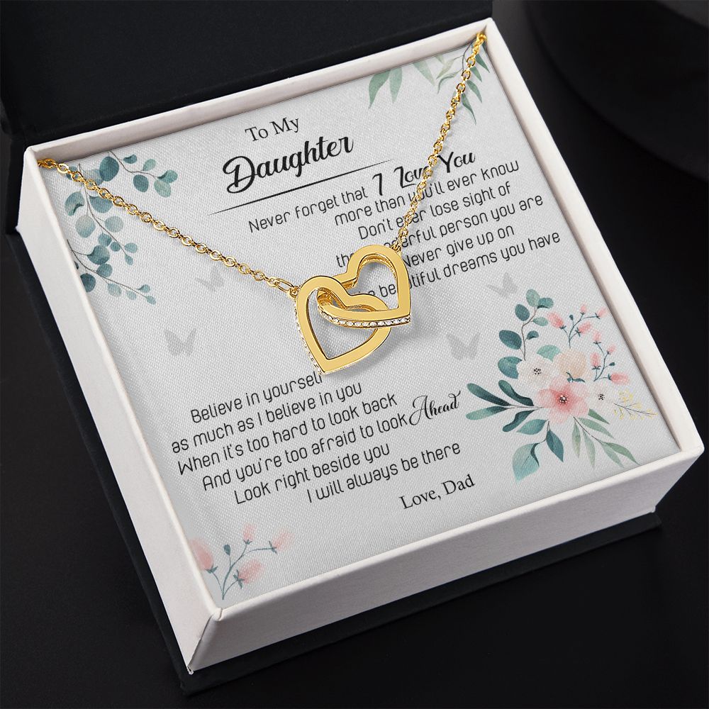 Jewelry Pendant Present for Daughter, To My Daughter Gift Necklace from Mom, Mother Daughter Gift Ideas, Birthday Christmas Gift Graduation Gifts for Daughters, Mother and Daughter Necklace 20 Interlocking Hearts Necklace