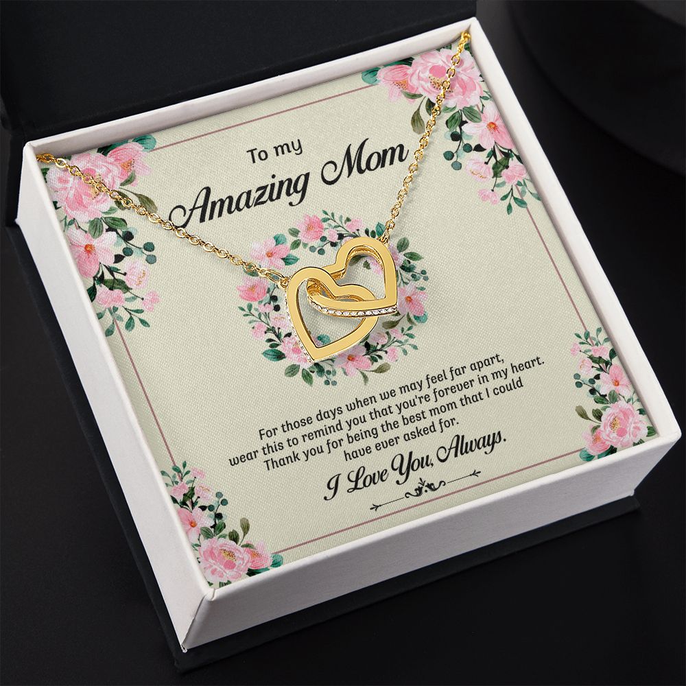 To My Mom Necklace, Gift For Mom, Mother's Day Gift from Daughter, Mom Jewelry Gift for Mothers Day, Birthday Gift for Mother, Moms Gift from Daughter Son, Necklace for Mom Mother17 Interlocking Hearts Necklace