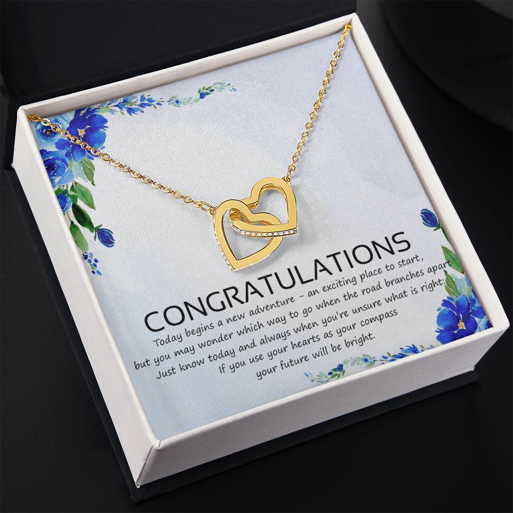 Graduation Compass Necklace - Perfect gift to say congratulations to high school Congrats Graduation Pendants Gift For Daughter, Granddaughter, Niece, Sister Interlocking Hearts Necklace