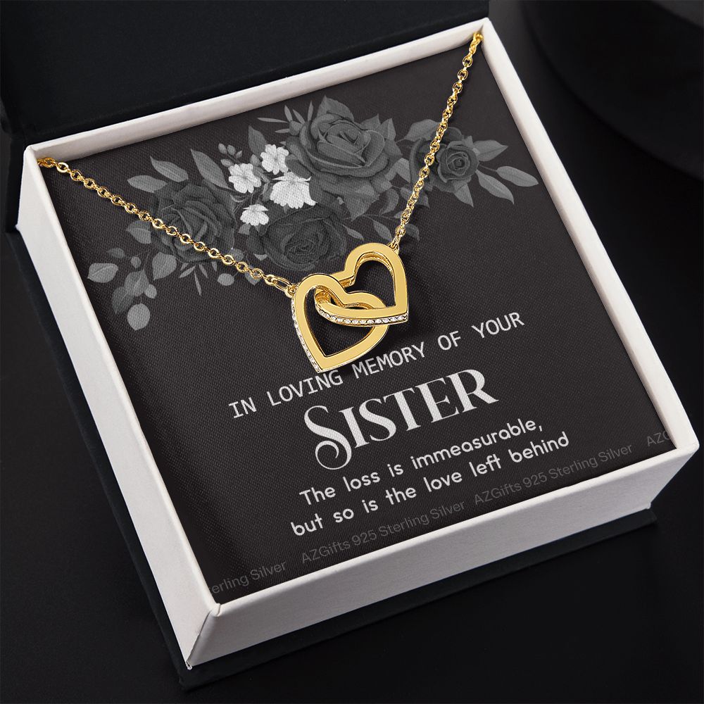 In Memory Of Your Sister, Sympathy Gift Loss Of Sister, Sympathy Gift Box, Loss Of Sister Necklace, Loss Of Sister, Loss Of A Sister Interlocking Hearts Necklace