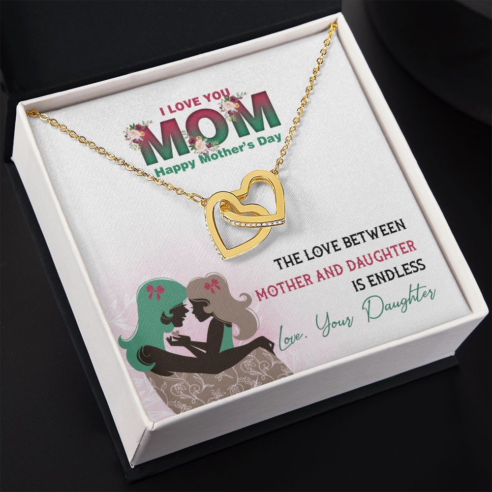 Mom Necklace Gifts for Mom from Daughter to Mom Gifts for Mothers Day from Daughter, To My Mom Necklace from Daughter to Mom Birthday Gifts Necklace with Message Card and Gift Box2236 Interlocking Hearts Necklace