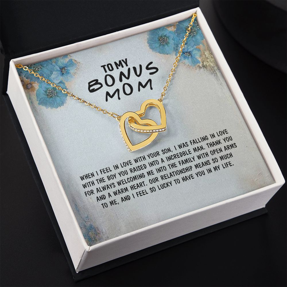 Mother Daughter Necklace as Daughter Gift from Mom, Mom Necklace as Christmas Gift for Mom from Son, Birthday Gift for Mother in Law Necklace, Bonus Mom Gifts for Step Mom Necklace4 Interlocking Hearts Necklace
