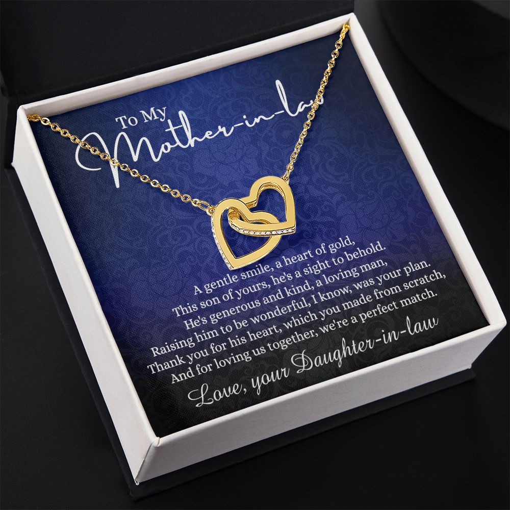 To My Mother in Law Necklace, Mother in Law Gift, Necklace for Mother in Law Jewelry Gift to My Mother-in-law on Wedding Day Mother's day gift for Mother in Law Birthday gift Interlocking Hearts Necklace