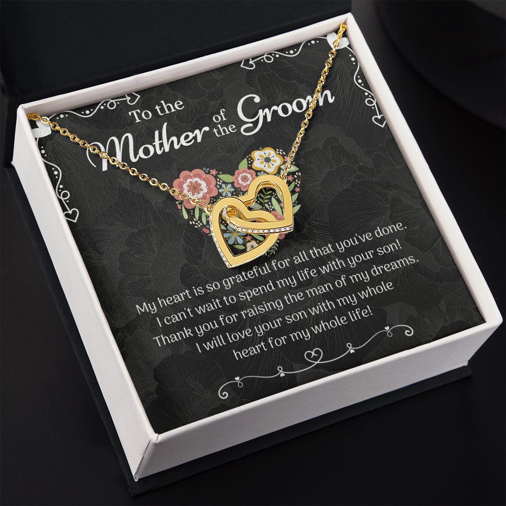 Mother of the Groom Sunflower Bracelet from Bride, Mother of the Groom Jewelry, Unique Mother Of The Groom Wedding Gift, Mom of Groom Gift Interlocking Hearts Necklace