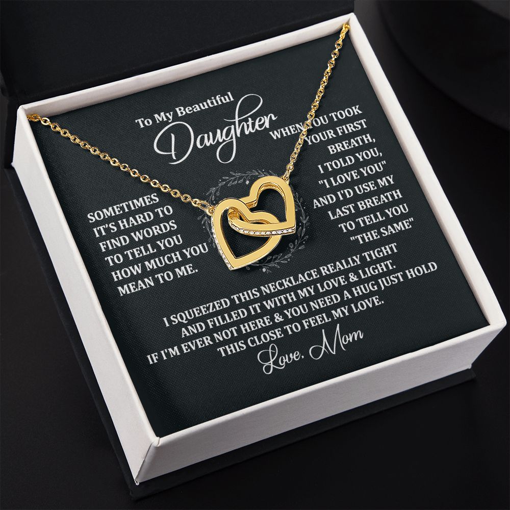 Mother Daughter Gift Ideas, To My Daughter Gift Necklace from Mom, Jewelry Pendant Present for Daughter, Birthday Christmas Gift Graduation Gifts for Daughters, Mother and Daughter Necklace 2135 Interlocking Hearts Necklace
