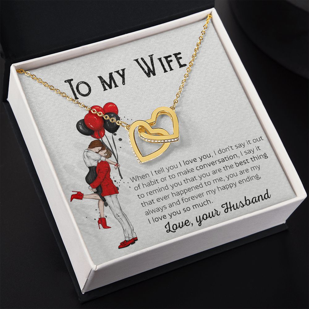 Birthday Gifts For Wife, Necklace Gifts For Wife From Husband, To My Wife Jewelry For Women , To My Wife Necklace  from Husband Wedding Anniversary Present For Wife, Beautiful Wife Jewelry Christmas 7 Interlocking Hearts Necklace
