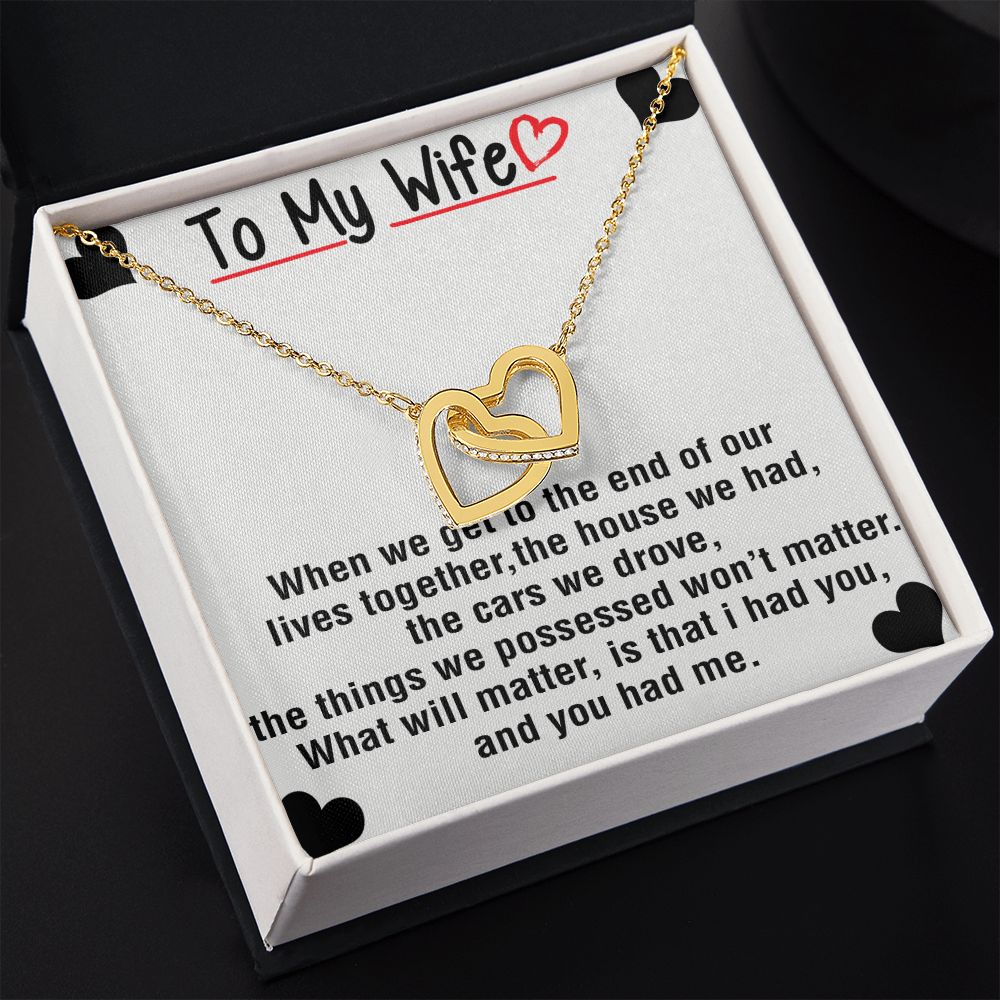 To My Wife Necklace from Husband, Personalized Necklace for Women, Luxury Necklace for Wife from Man Men, Wedding Anniversary Present For Wife, Beautiful Wife Jewelry Christmas Birthday Gift For Wife25 Interlocking Hearts Necklace