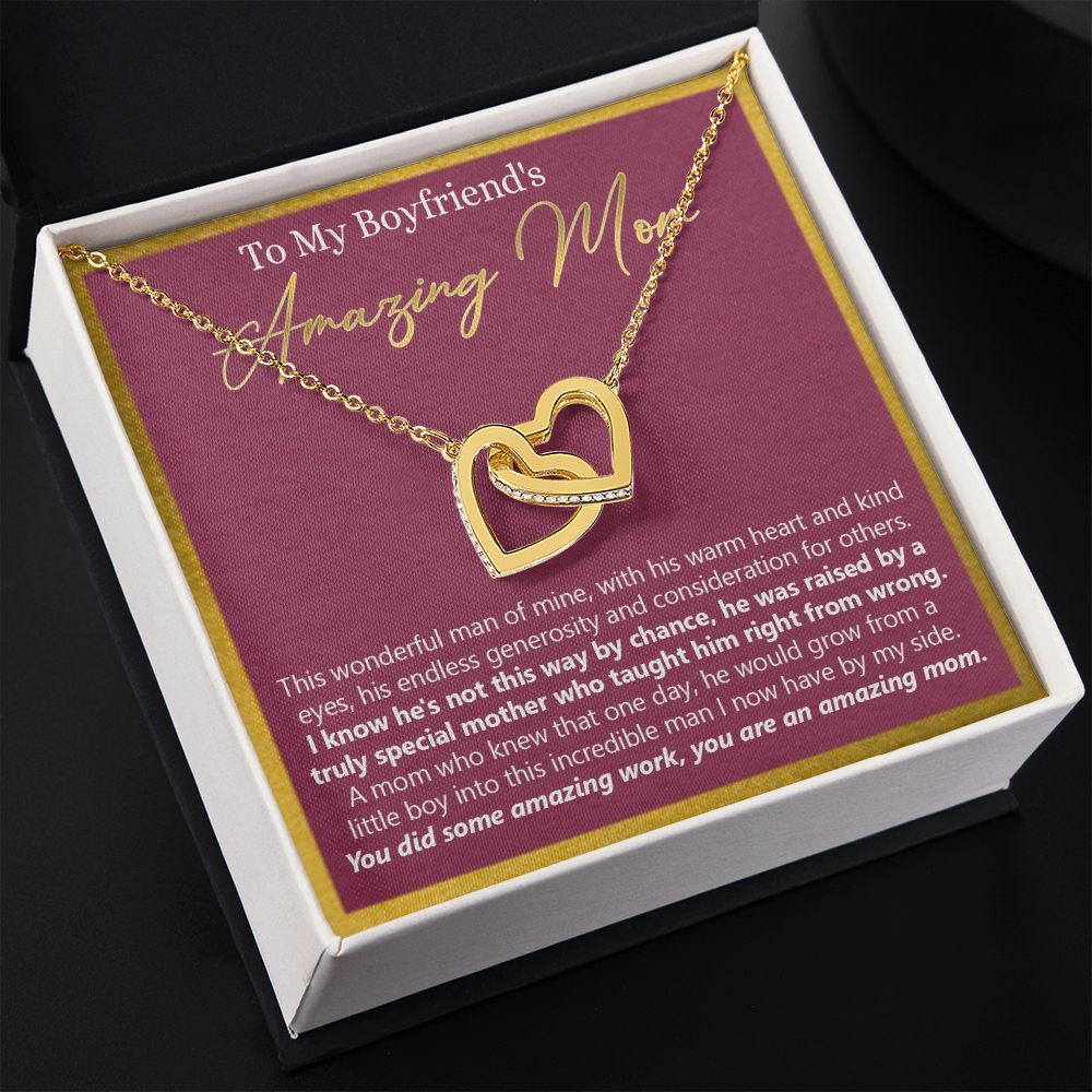 To My Boyfriend's Mom Necklace Jewelry Gift, Mother's Day Gift, Birthday Gift For Boyfriend's Mom, Boyfriend's Mom Necklace Interlocking Hearts Necklace