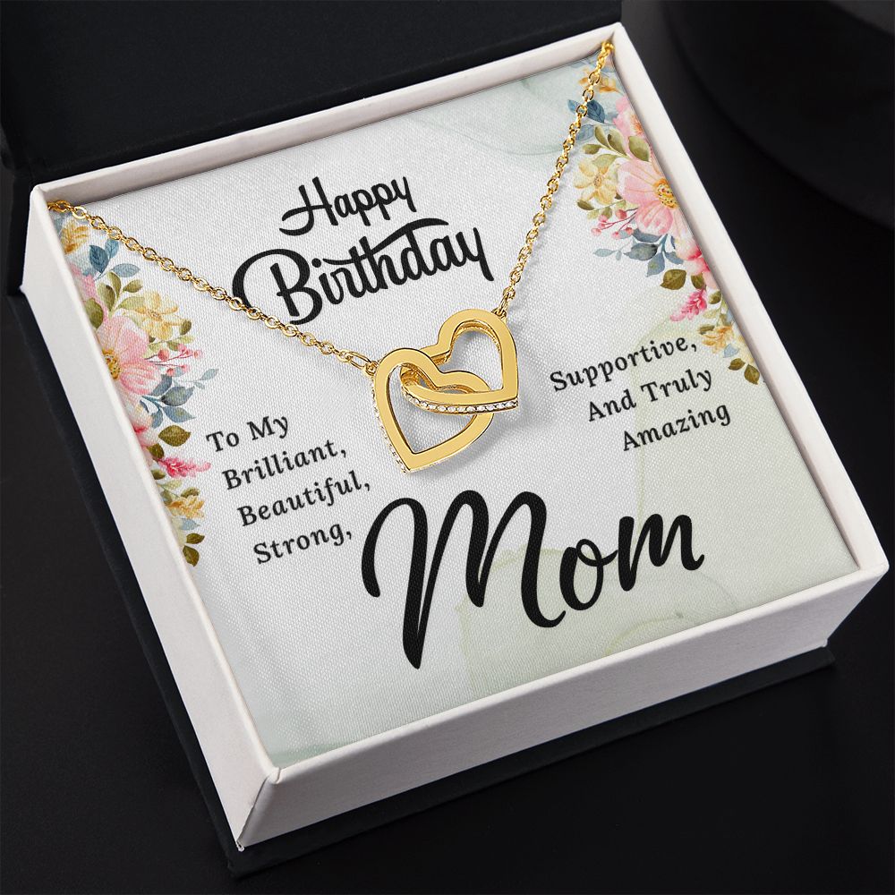Mom Necklace Gifts for Mom from Daughter to Mom Gifts for Mothers Day from Daughter, To My Mom Necklace from Daughter to Mom Birthday Gifts Necklace with Message Card and Gift Box2229 Interlocking Hearts Necklace