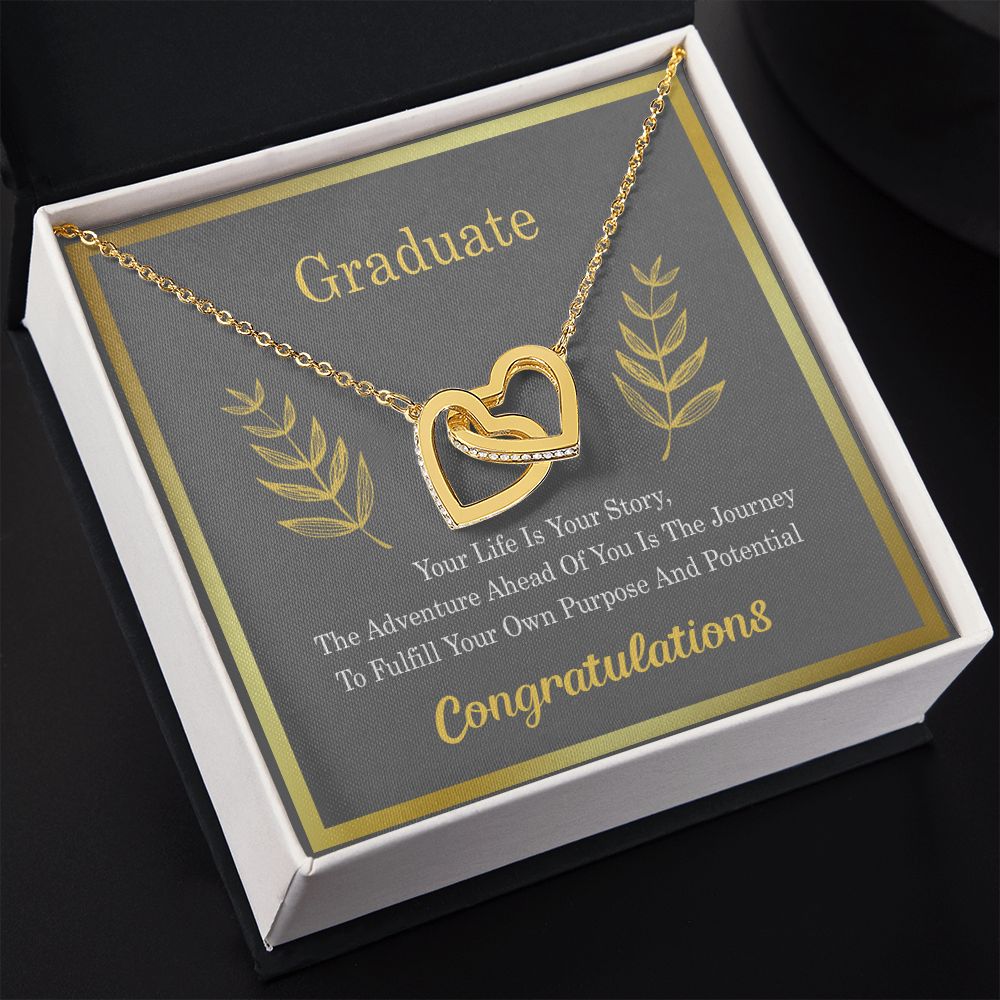 Graduation Gift For Daughter, University Graduate Gift, Graduation Gift For Her Congrats Graduation Pendants Gift For Daughter, Granddaughter, Niece, Sister Interlocking Hearts Necklace