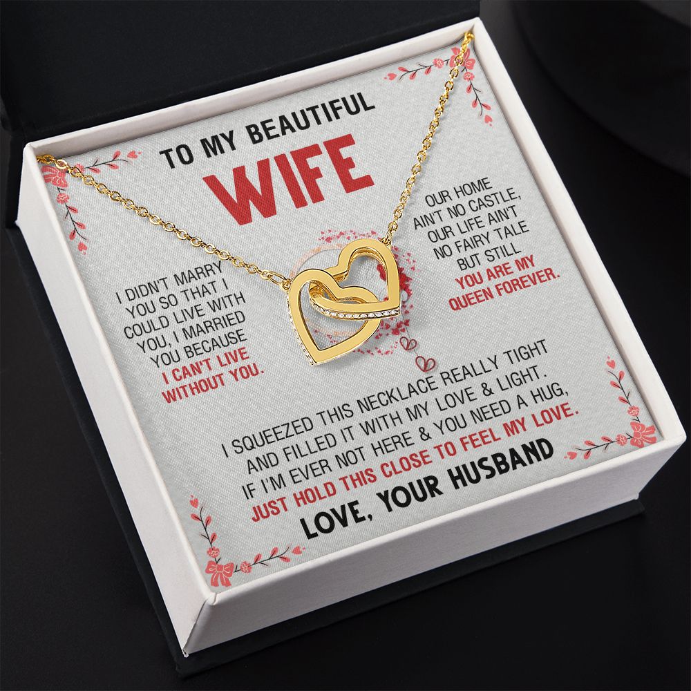 To My Beautiful Wife Necklace, Wedding Anniversary Jewelry For Women, Necklace For Wife from Husband, Gifts For Wife Birthday Gifts Necklace, Jewelry With Message Card In A Gift Box