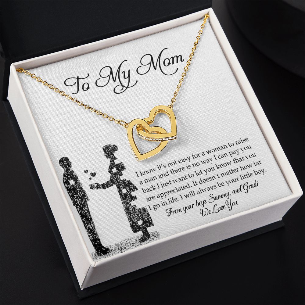To My Mom Necklace, Gift For Mom, Mother's Day Gift from Son, Mom Jewelry Gift for Mothers Day, Birthday Gift for Mother, Moms Gift from Daughter Son, Necklace for Mom Mother Interlocking Hearts Necklace