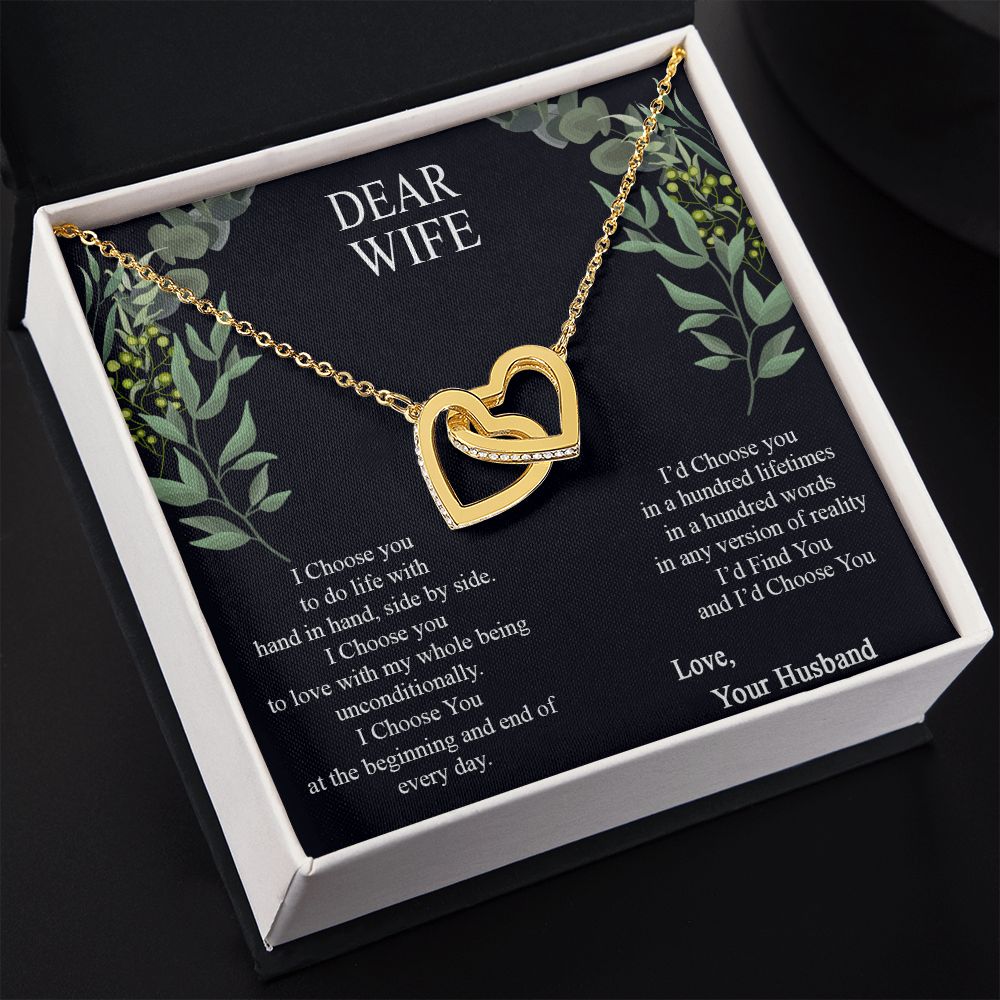 Birthday Gifts For Wife, Necklace Gifts For Wife From Husband, To My Wife Jewelry For Women , To My Wife Necklace  from Husband Wedding Anniversary Present For Wife, Beautiful Wife Jewelry Christmas12 Interlocking Hearts Necklace