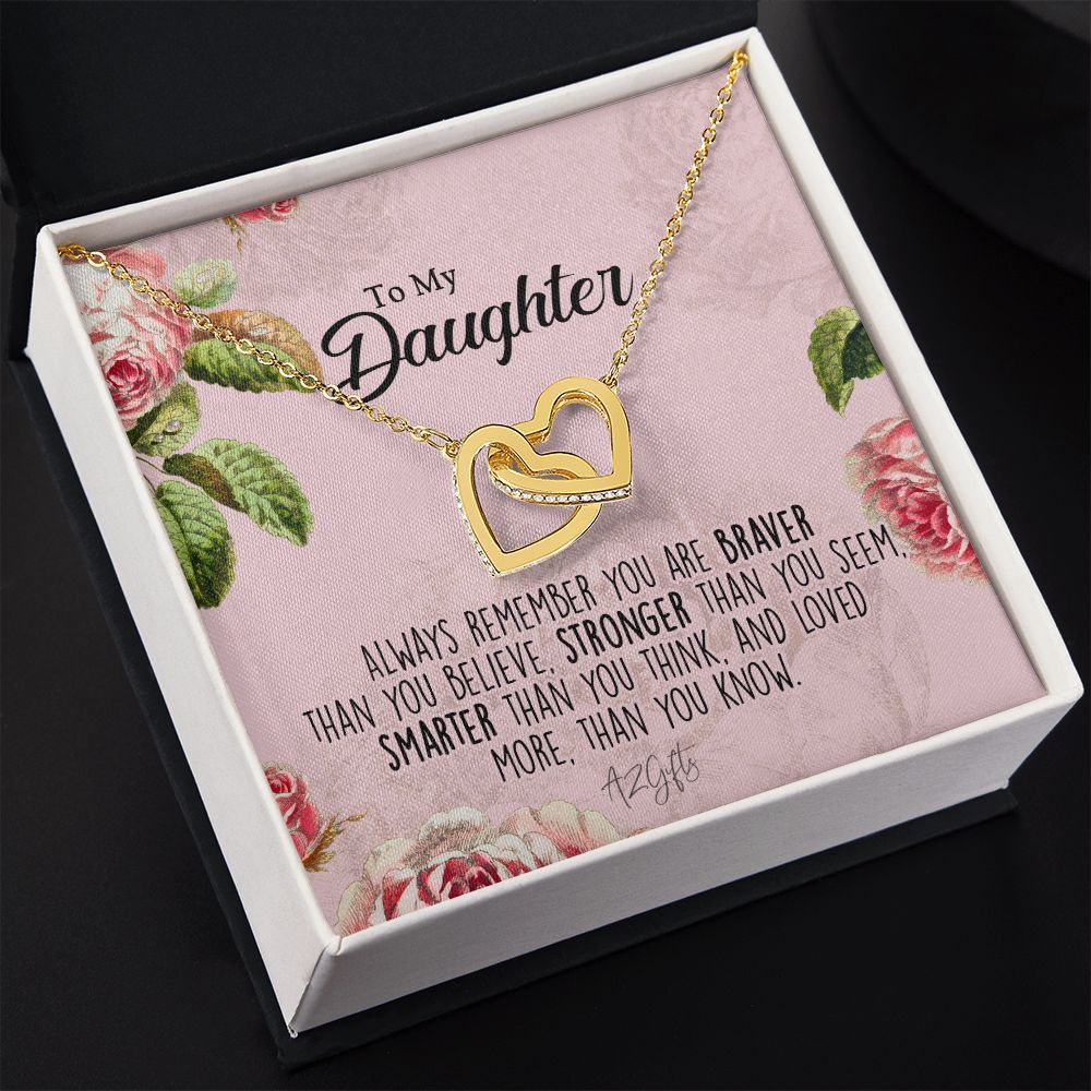 To My Daughter Gift Necklace from Mom, Mother and Daughter Necklace for Girls, Mother Daughter Gift Ideas, Jewelry Pendant Interlocking Hearts Necklace