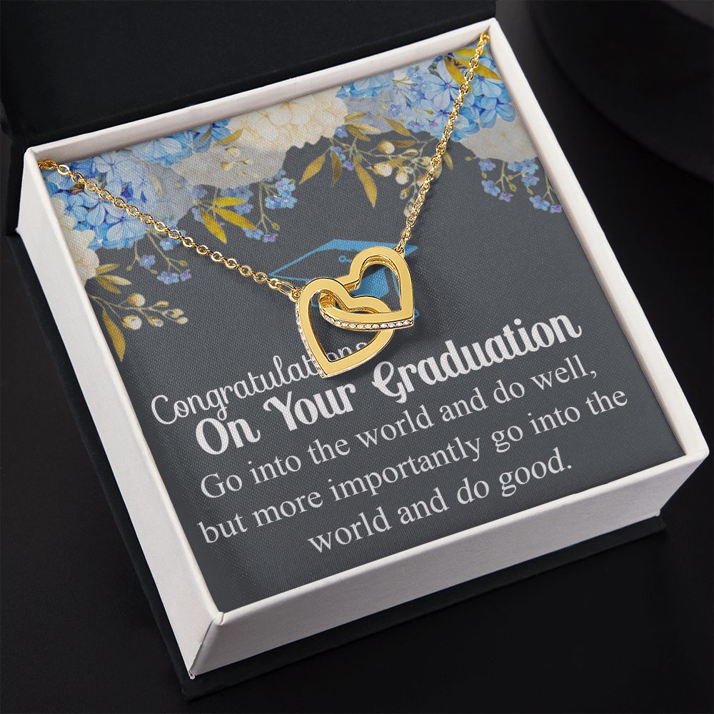 Graduation Gift Necklace For Girls, Graduation Jewelry, College, High School Congrats Graduation Pendants Gift For Daughter, Granddaughter, Niece, Sister Interlocking Hearts Necklace