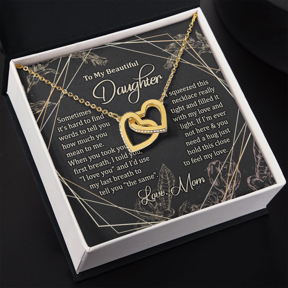 To My Daughter Gift Necklace from Mom, Mother and Daughter Necklace for Girls, Mother Daughter Gift Ideas, Jewelry Pendant Interlocking Hearts Necklace