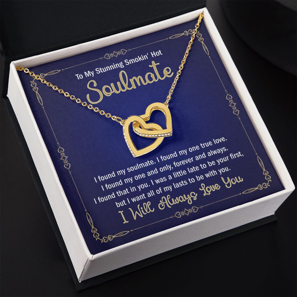 To My Smokin Hot Soulmate Necklace - Wife Gifts From Husband To My Wife Necklace, Gift for Her Romantic, Girlfriend Gifts Necklace for Wife from Men Includes Message Card and Gift Box 6 Interlocking Hearts Necklace