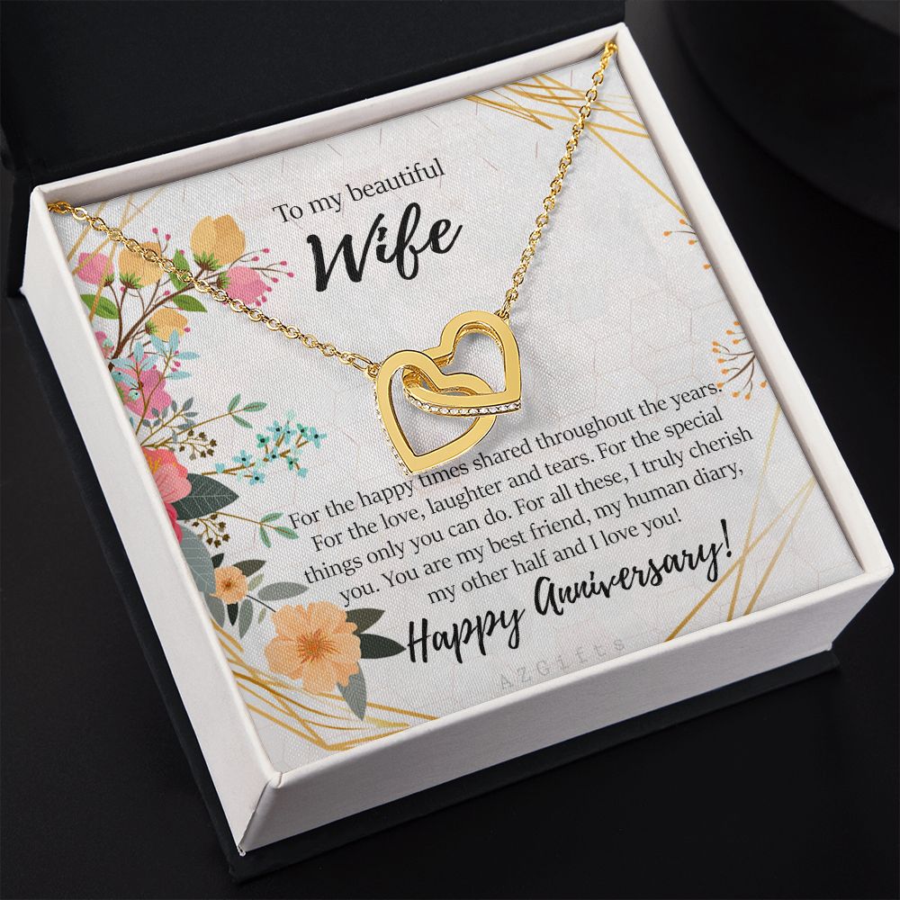 To My Wife Necklace from Husband, Personalized Necklace for Women, Luxury Necklace for Wife from Man Men, Wedding Anniversary Present For Wife, Beautiful Wife Jewelry Christmas Birthday Gifts For Wife8 Interlocking Hearts Necklace