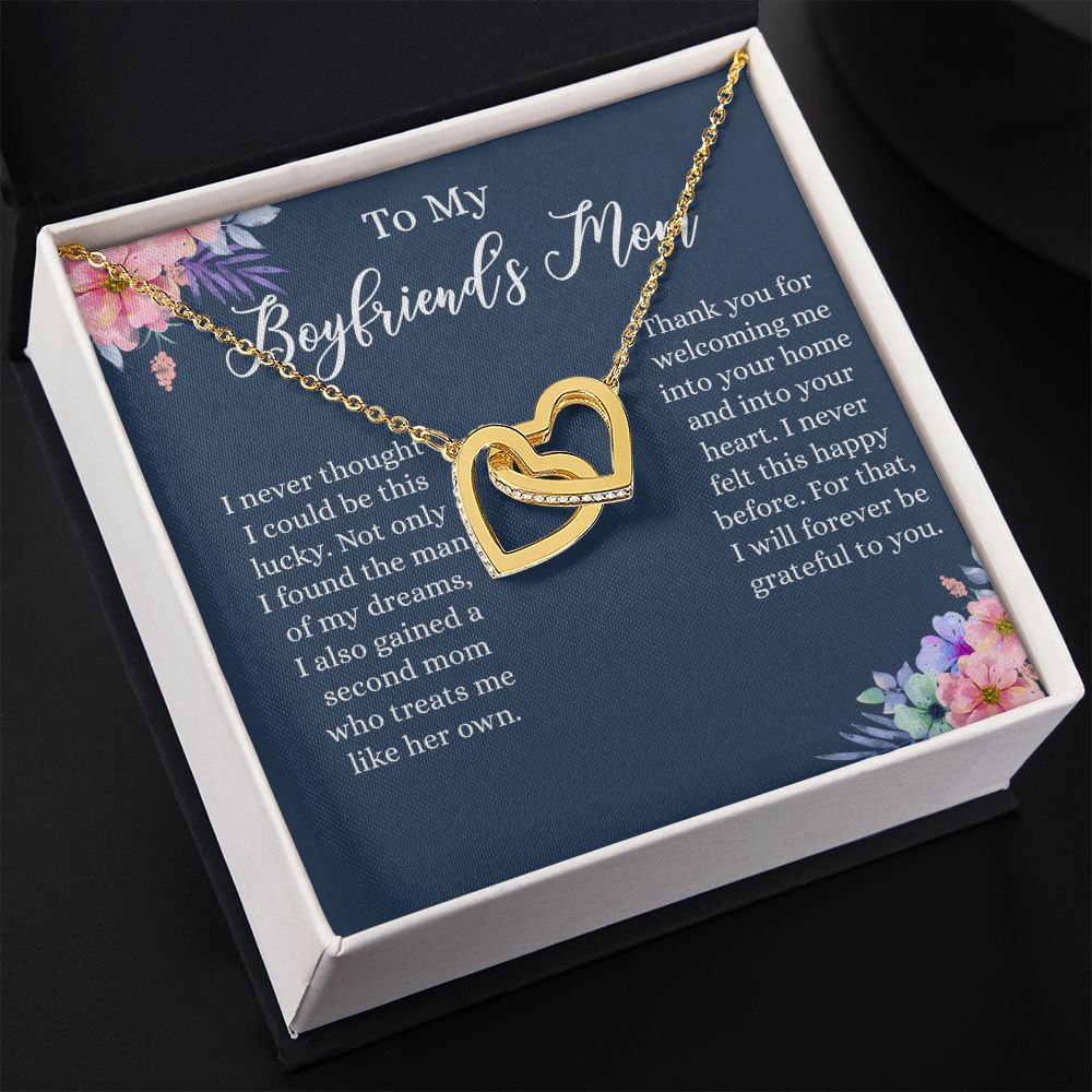 To My Boyfriends Mom Necklace, Gifts For Boyfriend Mom, Boyfriends Mom Birthday Gift, Boyfriend Mother Gift, Gifts for boyfriend mom, Boyfriend mom Mother's Day Gift Jewelry for Women Interlocking Hearts Necklace