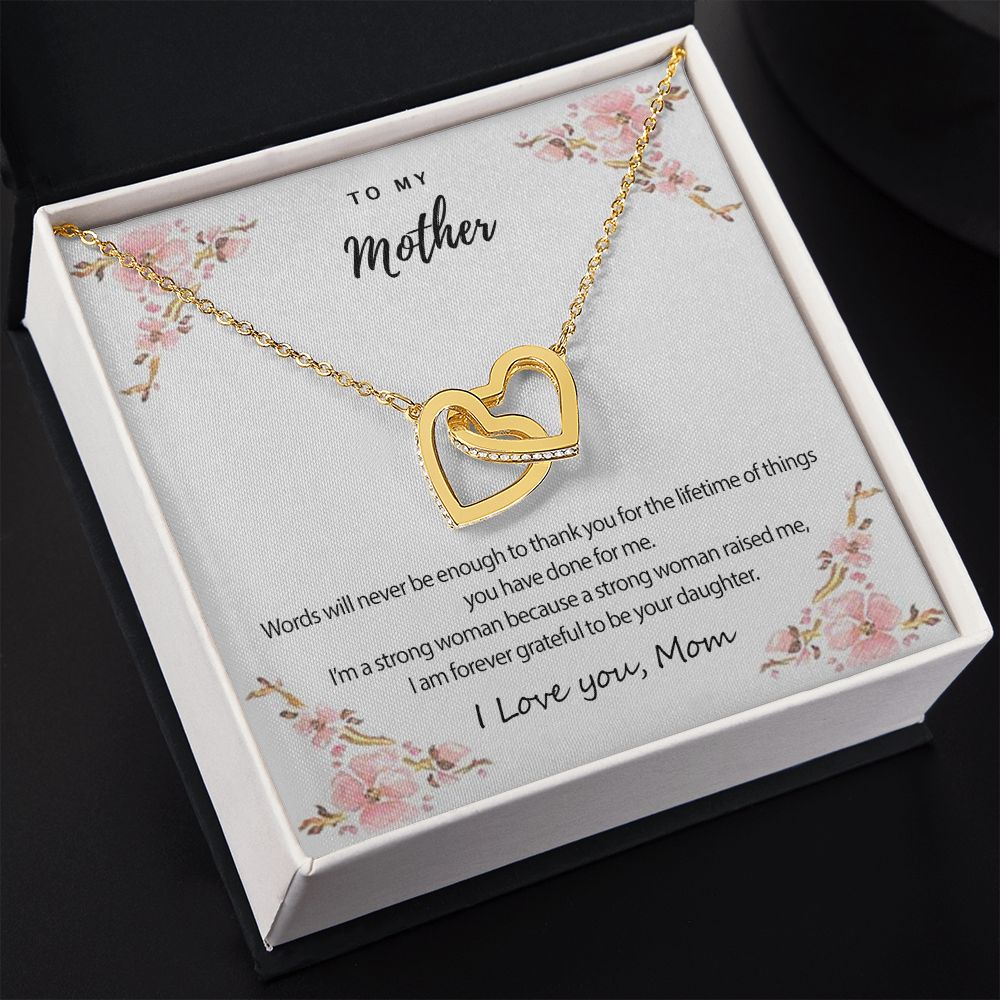 Mom Necklace Gifts for Mom from Daughter to Mom Gifts for Mothers Day from Daughter, To My Mom Necklace from Daughter to Mom Birthday Gifts Necklace with Message Card and Gift Box2226 Interlocking Hearts Necklace