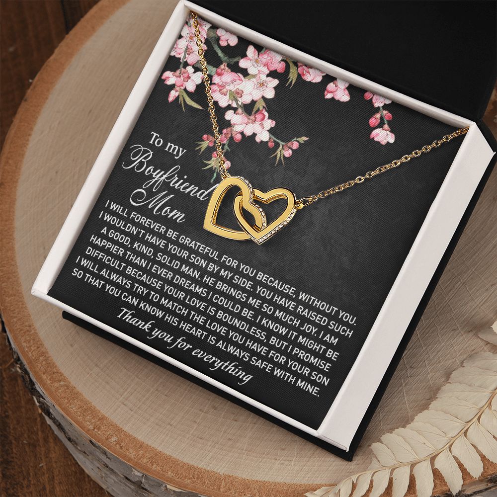 To My Boyfriend's Mom Necklace I Will Forever Be Grateful for You Love Knot Pendant Jewelry For Fiancé's Mom From Future Daughter In Law Interlocking Hearts Necklace