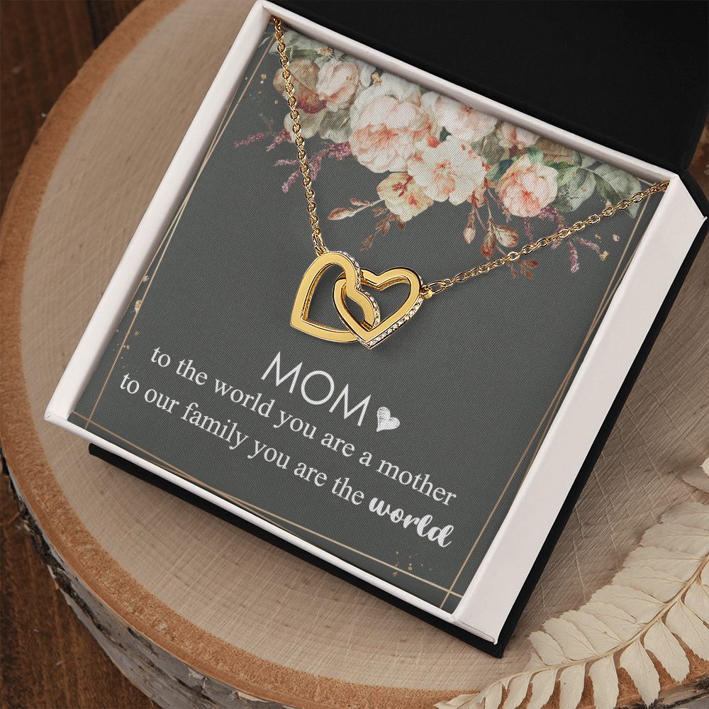 Mom Necklace Gifts for Mom from Daughter to Mom Gifts for Mothers Day from Daughter, To My Mom Necklace from Daughter to Mom Birthday Gifts Necklace with Message Card and Gift Box4 Interlocking Hearts Necklace
