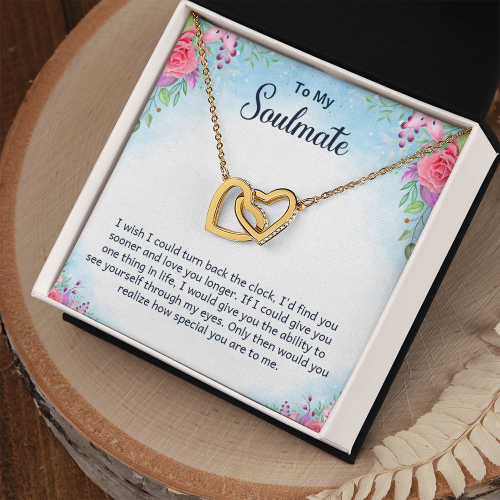 To My Soulmate Necklace for Women Birthday Christmas Jewelry Gifts For My Wife with Message Card Box Personalized Gift Present Pendant for Future Wife Soulmate Girlfriend Love 17 Interlocking Hearts Necklace