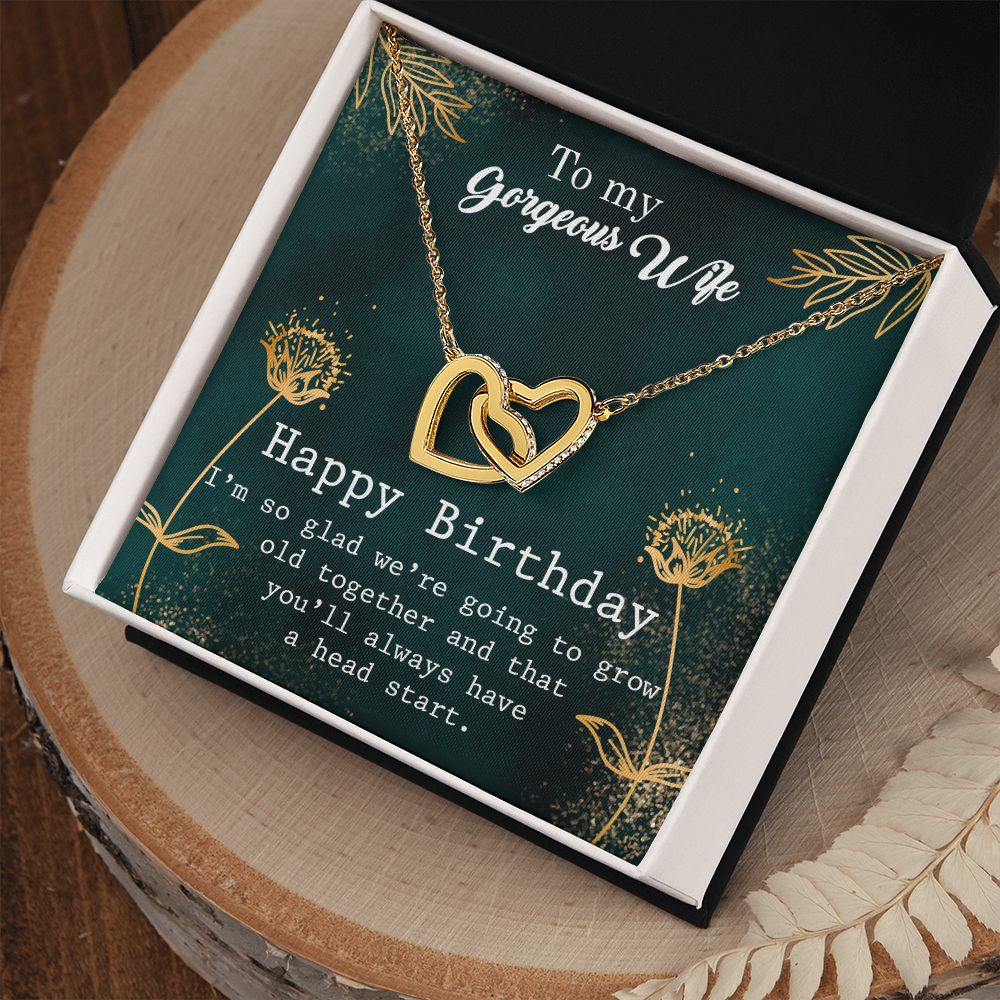 To My Gorgeous Wife Necklace Pendant Gift From Husbnd Habby Birthday A Head Start With Message Card and Gift Box. Valentine's Day Gift For Wife Future Wife Interlocking Hearts Necklace