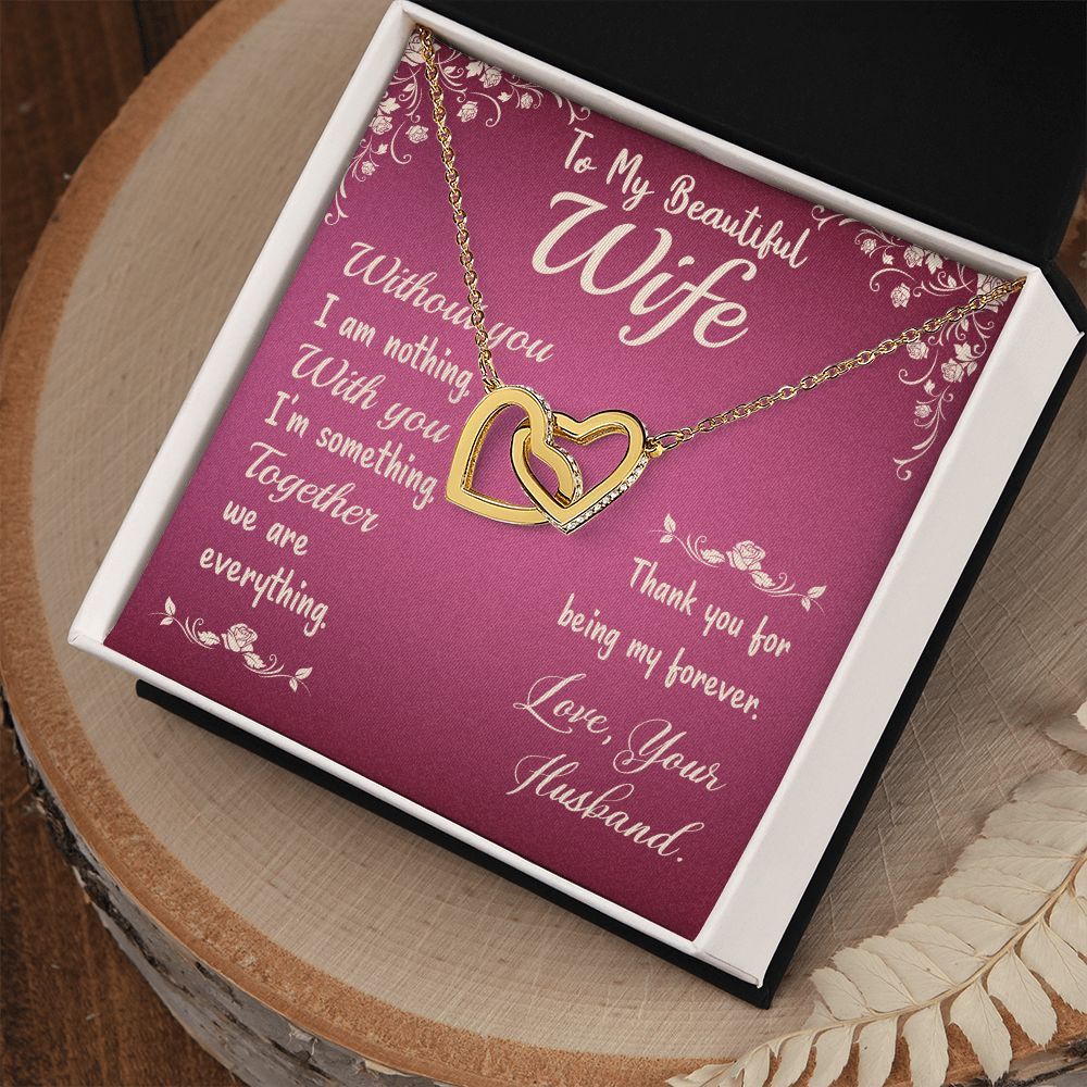To My Beautiful Wife Necklace, Gift for Wife from Susband, Interlocking Hearts Neckalce Gift for Wife from Husband Necklace for Wife Luxury Jewelry Necklaces Styles On Birthday, Xmas, tyle Luxury Led Box