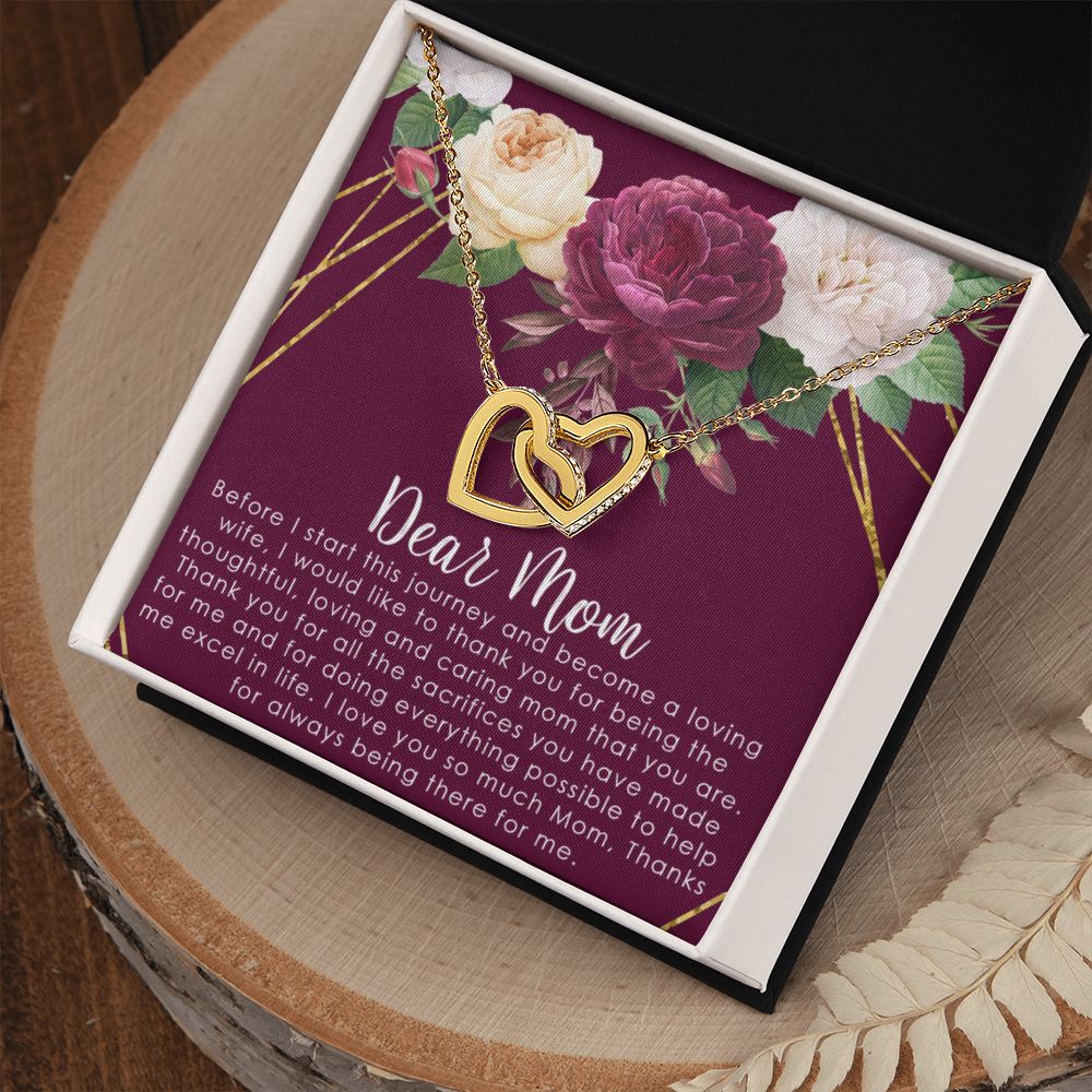 To My Mom Necklace, Gift For Mom, Mother's Day Gift from Daughter, Mom Jewelry Gift for Mothers Day, Birthday Gift for Mother, Moms Gift from Daughter Son, Necklace for Mom Mother2 Interlocking Hearts Necklace