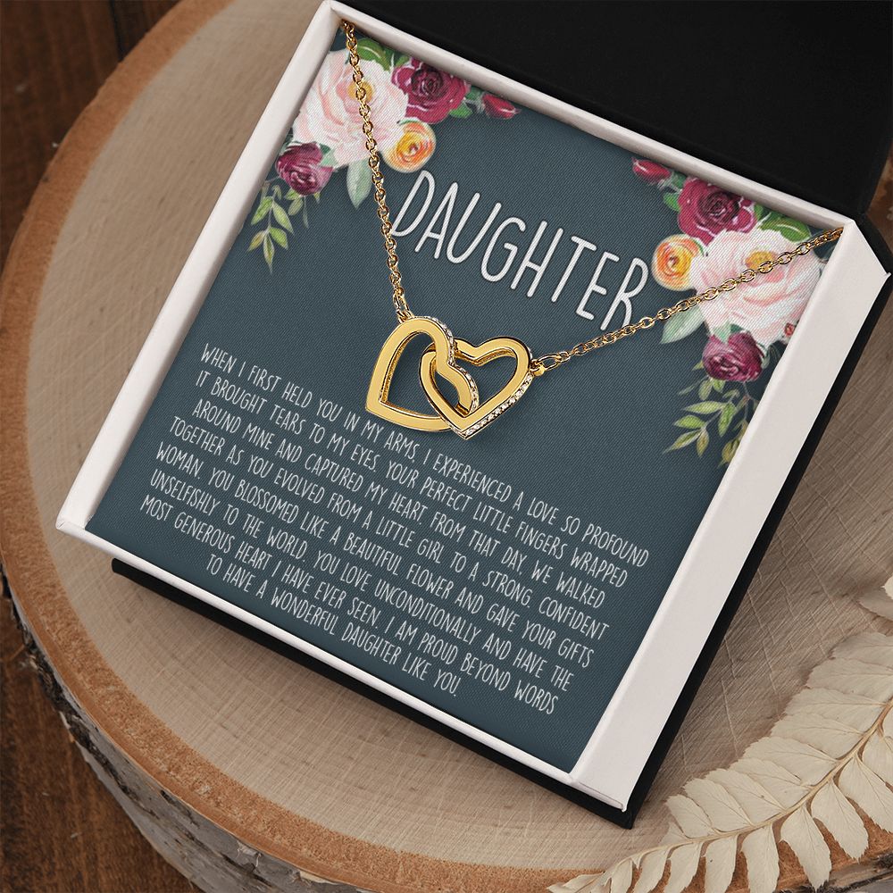 Daughter Necklace Gift for Daughter, Daughter Jewelry, Mother Daughter Interlocking Hearts Necklace