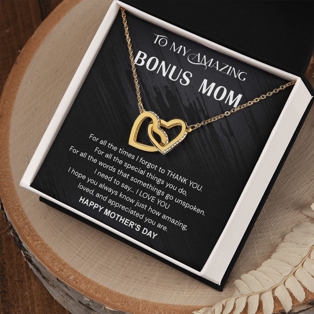 Mother's Day Gifts For Bonus Mom, Bonus Mom Mothers Day Gift, Bonus Mom Necklace, Gift For Bonus Mom On Mother's Day Interlocking Hearts Necklace