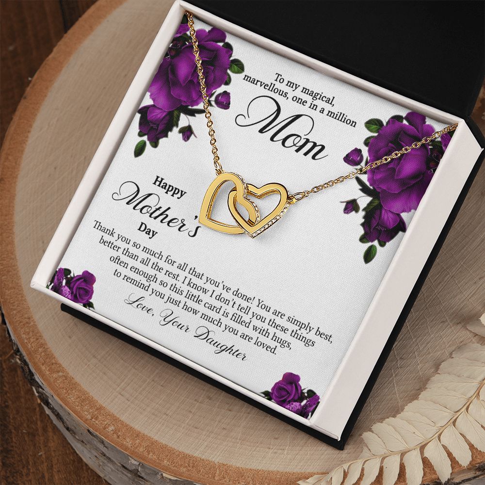 Mom Necklace Gifts for Mom from Daughter to Mom Gifts for Mothers Day from Daughter, To My Mom Necklace from Daughter to Mom Birthday Gifts Necklace with Message Card and Gift Box3 Interlocking Hearts Necklace