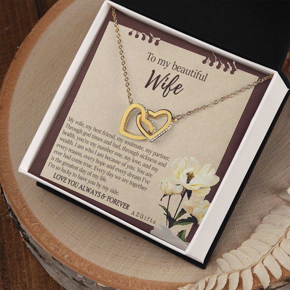 To My Wife Necklace from Husband, Personalized Necklace for Women, Luxury Necklace for Wife from Man Men, Wedding Anniversary Present For Wife, Beautiful Wife Jewelry Christmas Birthday Gifts For Wife7 Interlocking Hearts Necklace