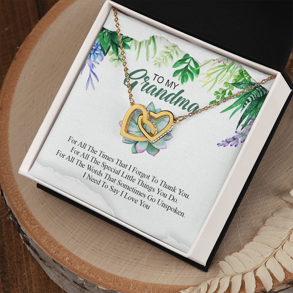 To My Grandma Necklace, Gift for Grandmother Necklace, Mothers Day Gift For Grandma Nana, Grandma Jewelry From Grandchildren GrandKids , Jewelry Box Gift For Grandma Grandmother19 Interlocking Hearts Necklace