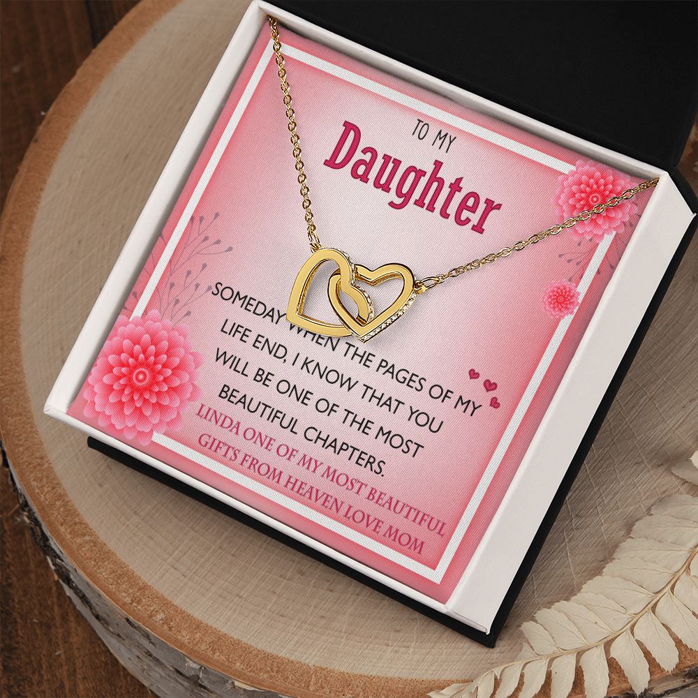 To My Daughter Gift Necklace from Mom, Mother and Daughter Necklace for Girls, Mother Daughter Gift Ideas, Jewelry Pendant Interlocking Hearts Necklace