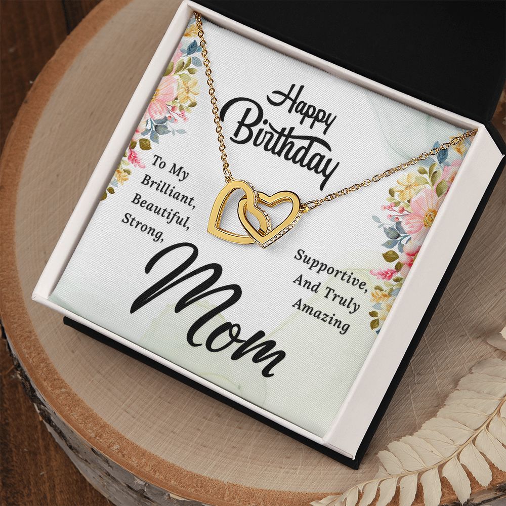Mom Necklace Gifts for Mom from Daughter to Mom Gifts for Mothers Day from Daughter, To My Mom Necklace from Daughter to Mom Birthday Gifts Necklace with Message Card and Gift Box2229 Interlocking Hearts Necklace