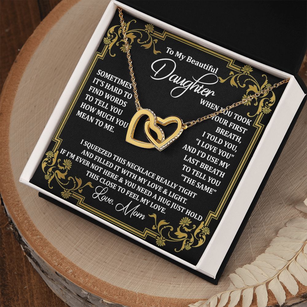 Mother Daughter Gift Ideas, To My Daughter Gift Necklace from Mom, Jewelry Pendant Present for Daughter, Birthday Christmas Gift Graduation Gifts for Daughters, Mother and Daughter Necklace 2134 Interlocking Hearts Necklace