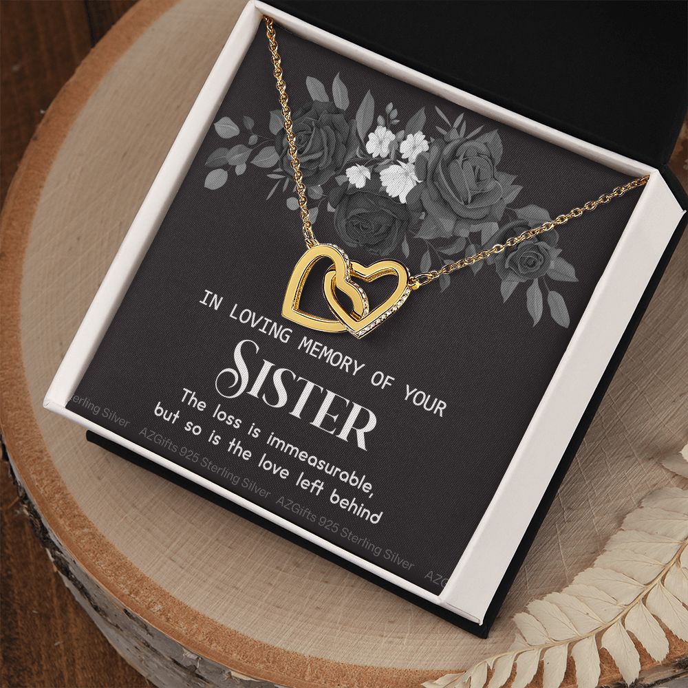 In Memory Of Your Sister, Sympathy Gift Loss Of Sister, Sympathy Gift Box, Loss Of Sister Necklace, Loss Of Sister, Loss Of A Sister Interlocking Hearts Necklace