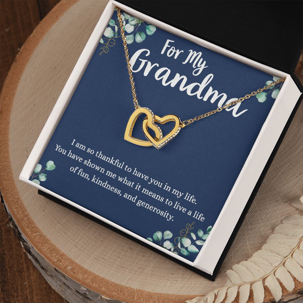 To My Grandma Necklace, Gift for Grandmother Necklace, Mothers Day Gift For Grandma Nana, Grandma Jewelry From Grandchildren GrandKids , Jewelry Box Gift For Grandma Grandmother4 Interlocking Hearts Necklace
