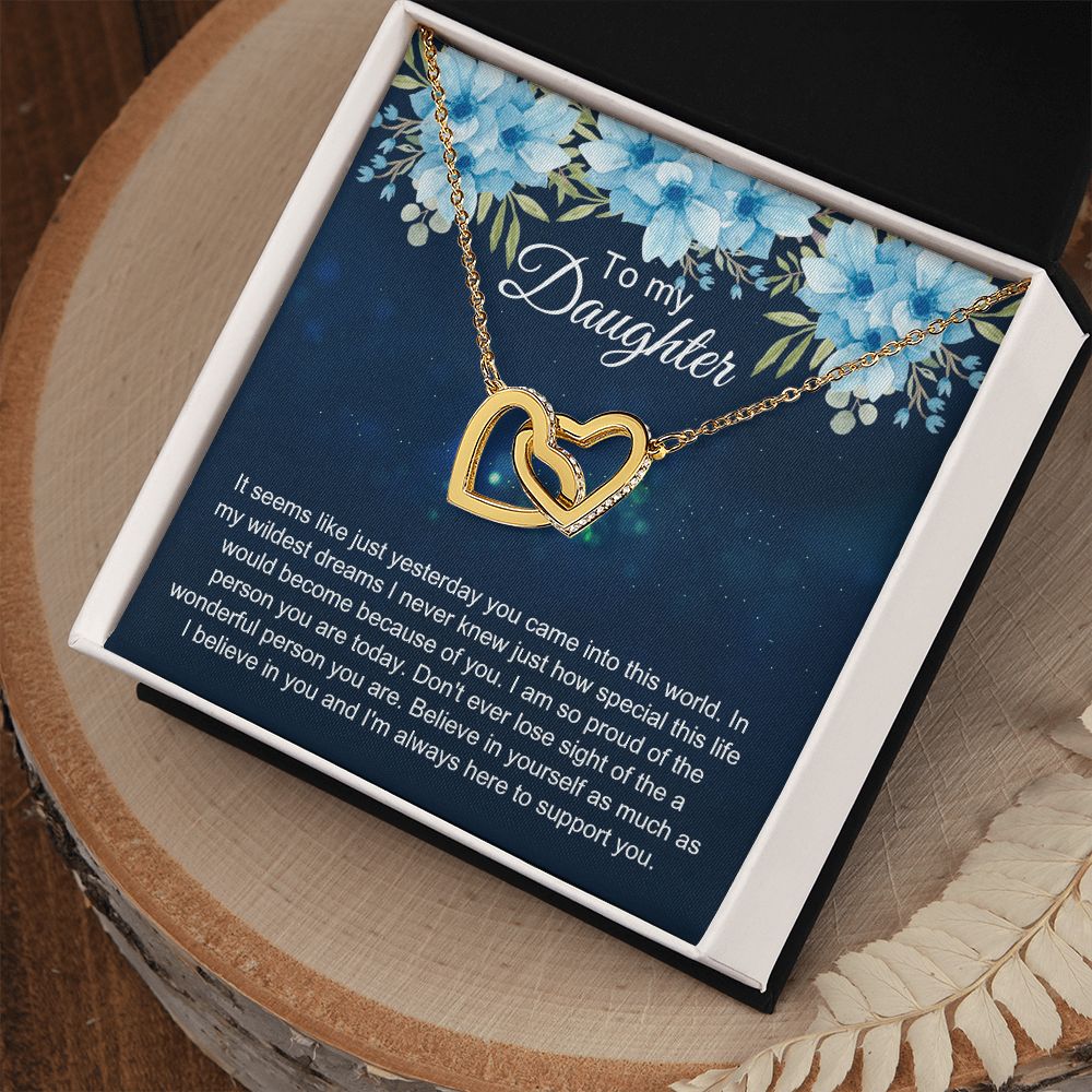To My Daughter Gift Necklace from Mom, Mother and Daughter Necklace for Girls, Mother Daughter Gift Ideas, Jewelry Pendant Interlocking Hearts Necklace