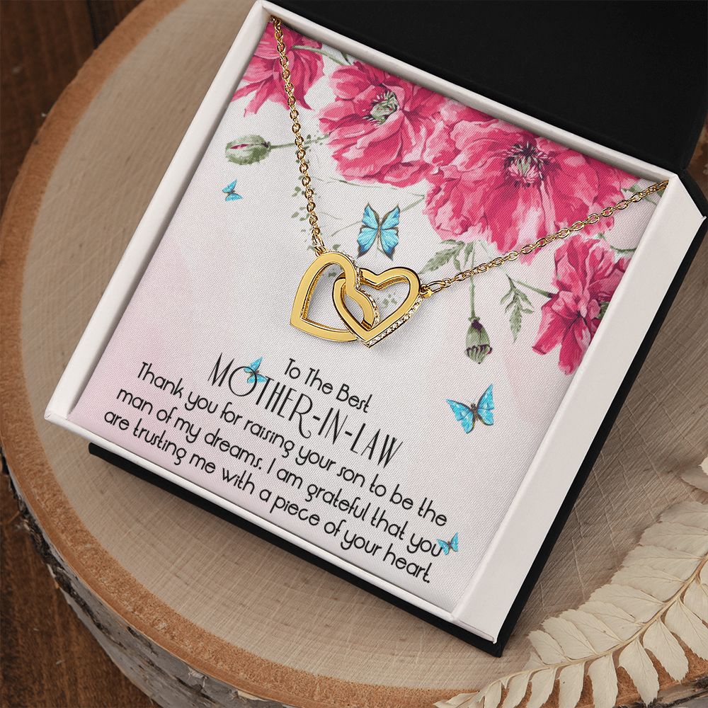 To The Best Mother In Law Necklace, Mother In Law Gifts, Mothers Day Gifts Necklace Interlocking Hearts Necklace