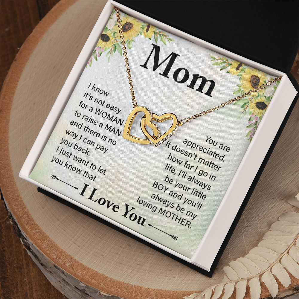 To My Mom Necklace, Gift For Mom, Mother's Day Gift from Daughter, Mom Jewelry Gift for Mothers Day, Birthday Gift for Mother, Moms Gift from Daughter Son, Necklace for Mom Mother 20 Interlocking Hearts Necklace